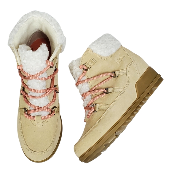 NWT Sorel Evie cozy lace boots ceramic paradox pink suede fur waterproof winter - Picture 7 of 16